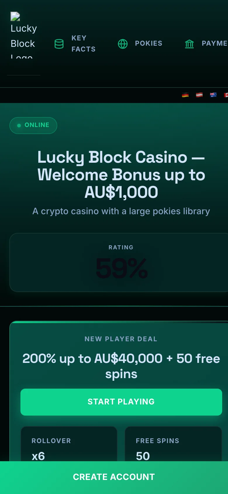 Lucky Block mobile lobby screenshot